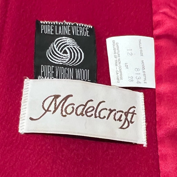 Ladies Vintage Red Wool Long Jacket - Picture 5 of 8